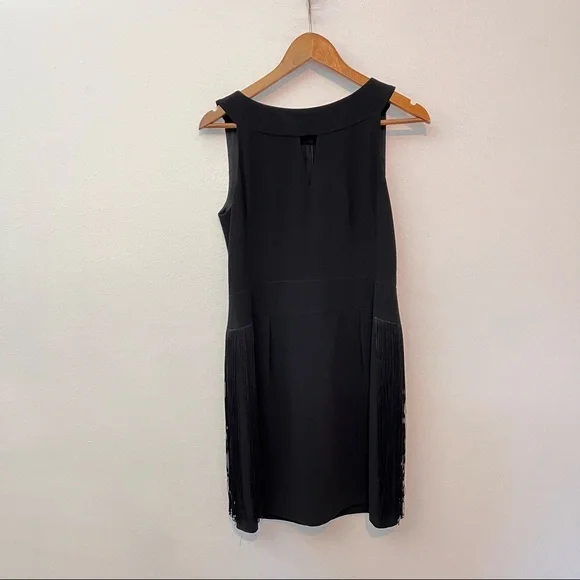 NANETTE LEPORE black fringe back mini dress 8 - Picture 4 of 6